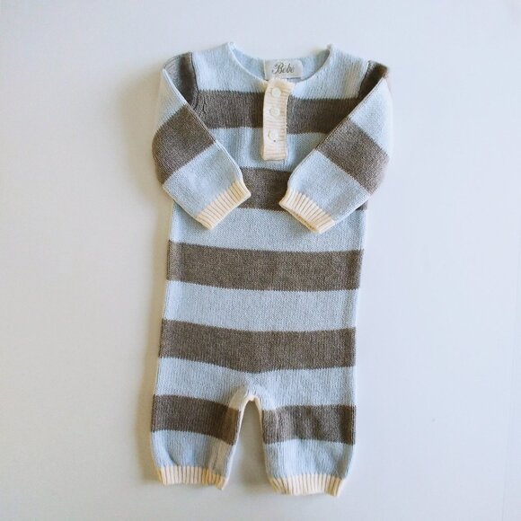Bebe Soft Knit Striped Jumpsuit size 6 Months - Picture 5 of 13